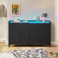 Black 6 Drawer Wood Dresser N7494