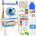 Adjustable Wooden Kids Art Easel with Whiteboard & Chalkboard Y87781