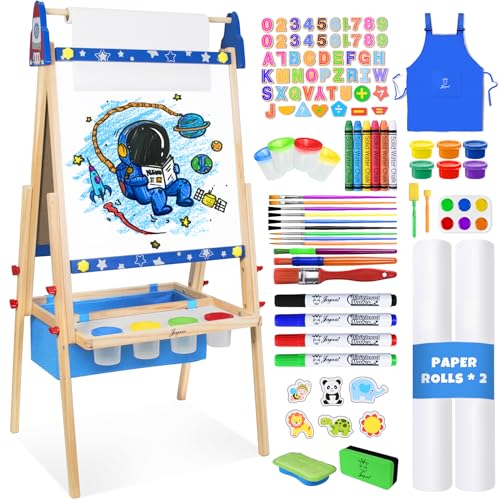 Adjustable Wooden Kids Art Easel with Whiteboard & Chalkboard Y87781