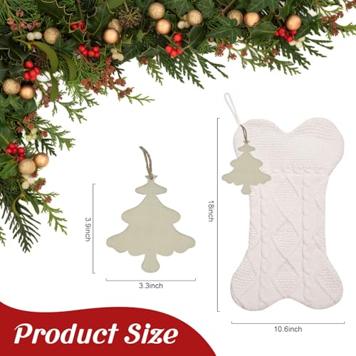 Knitted Dog Christmas Stocking with Name Tag, Large 18 inch Dog Bone Shape Stocking, Dual-Layer Lining, Red Bone O88480