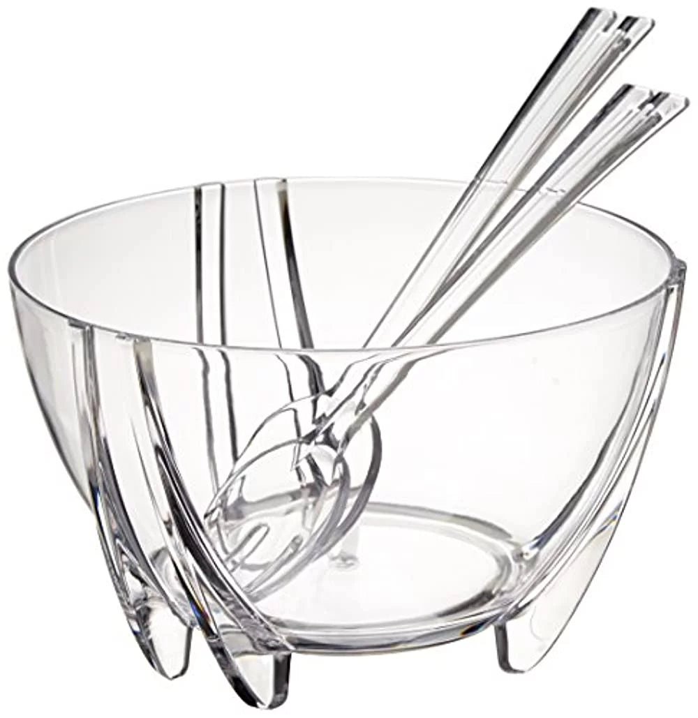 Clear Acrylic Salad Bowl with Servers X708
