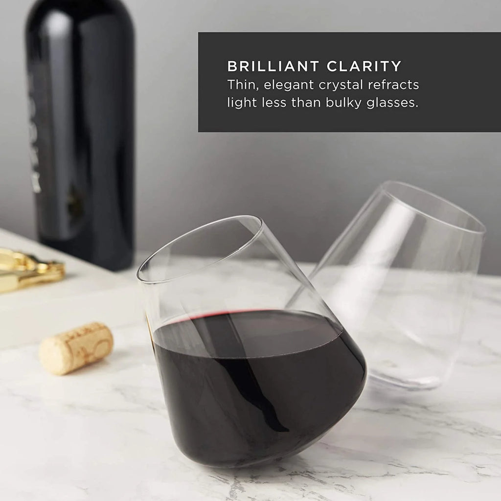 Crystal Clear Stemless Wine Glasses Set of 2 Q6089