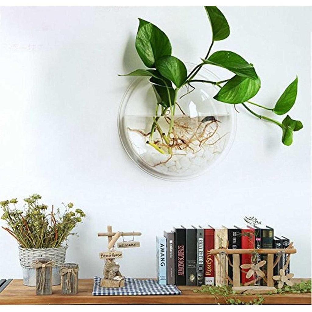 Wall-Hanging Acrylic Fish Bowl Plant Pot 1 Gallon Fish Tank J4232