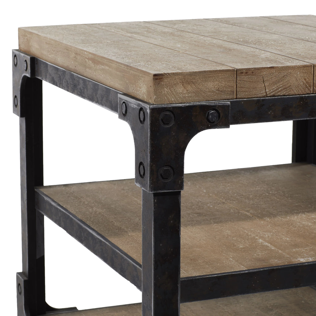 24" x 26" Brown Wood 2 Shelves Accent Table W911355