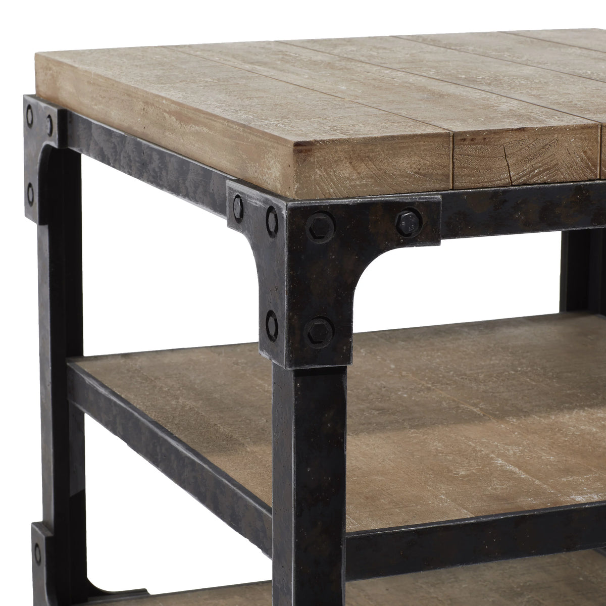 24" x 26" Brown Wood 2 Shelves Accent Table W911355