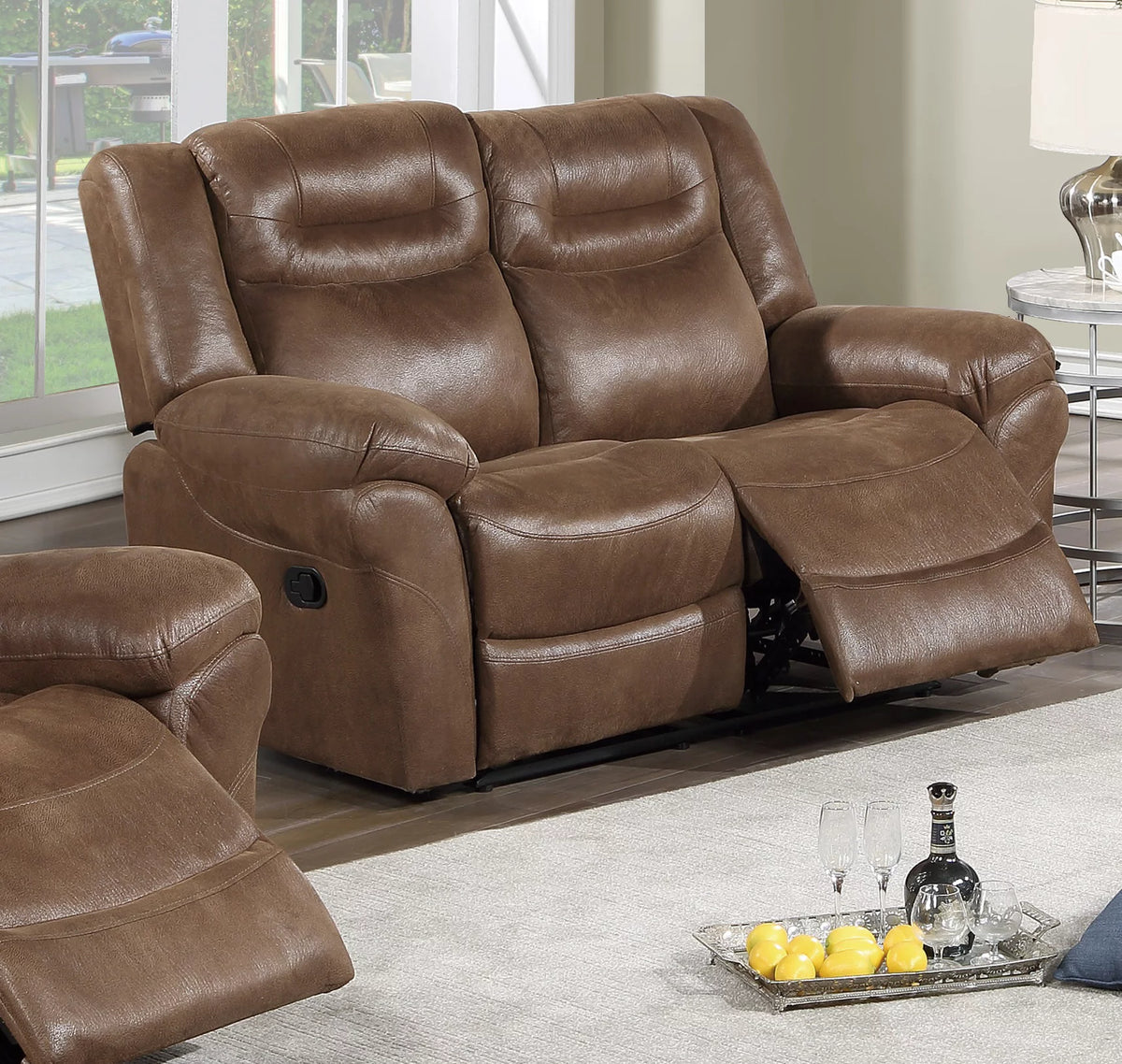 Dark Brown Leatherette Motion Sofa Loveseat 2pcs A975182