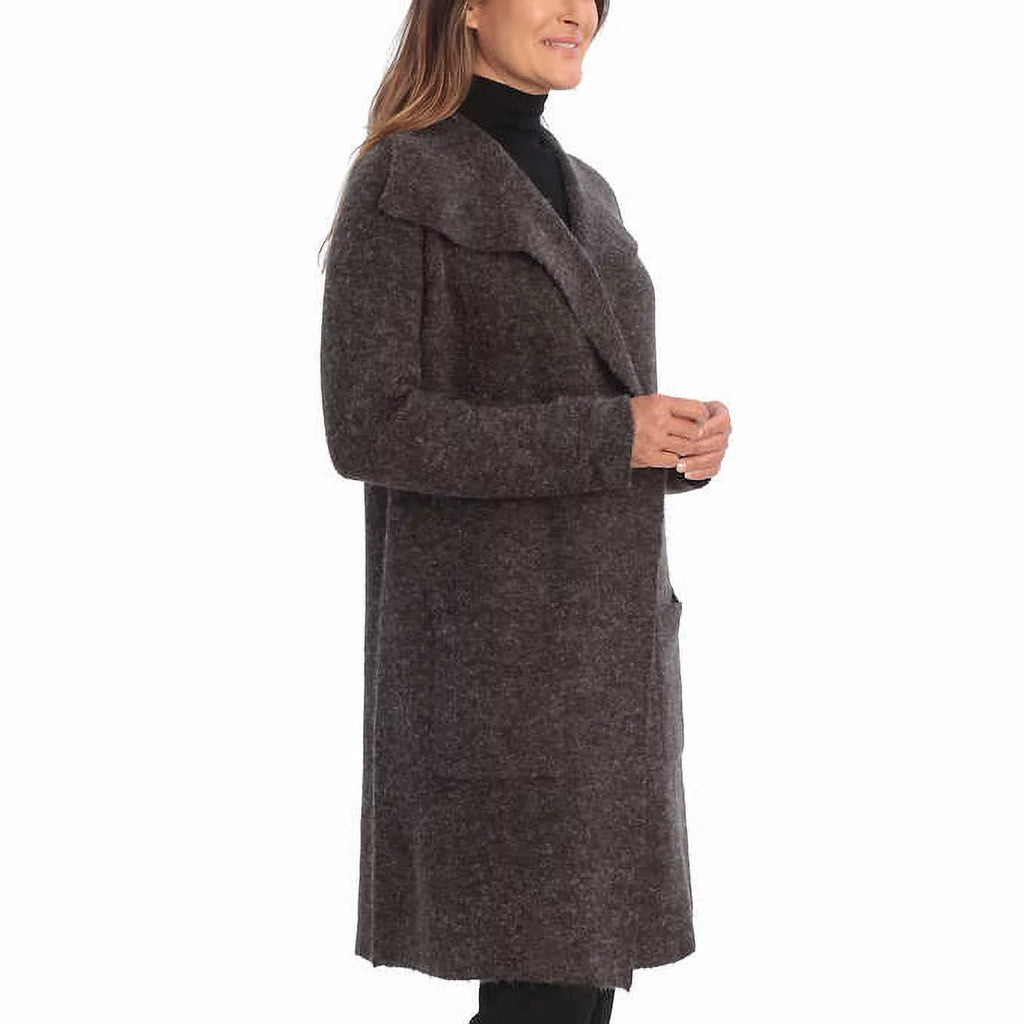 Gray Soft Drape Collar Sweater Coat M3669