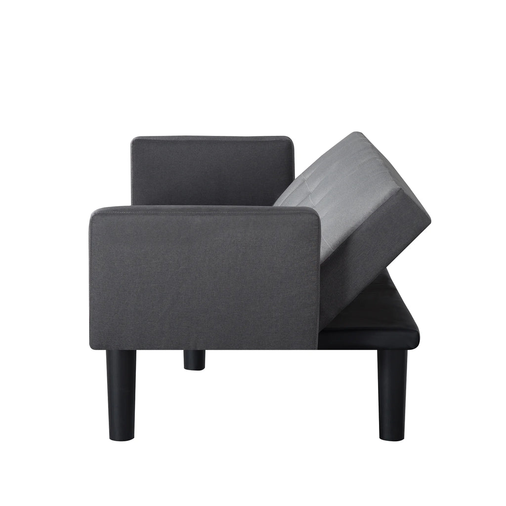 Blue Faux Suede Futon Sofa Bed Q78425