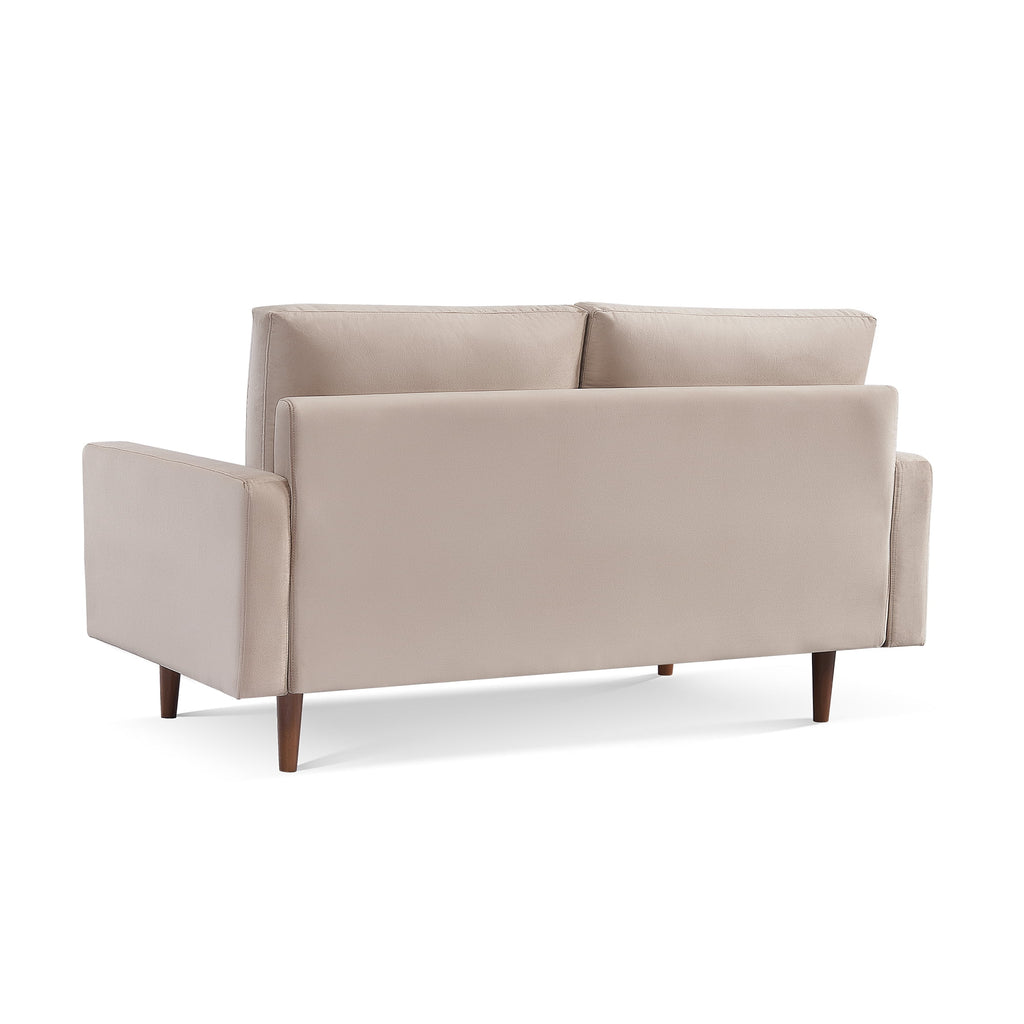69 Inches Beige Velvet Upholstered Sofa E399494