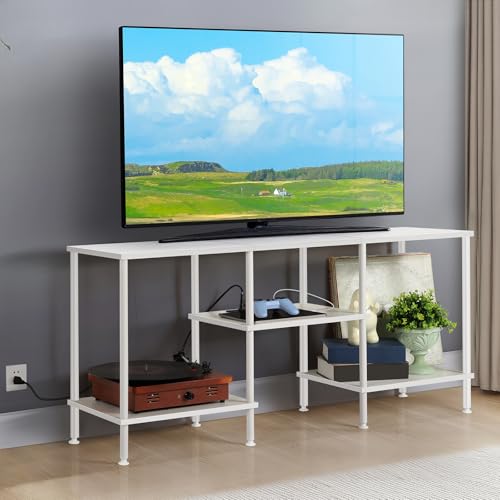 Black 50 inch TV Stand with Power Outlet and Storage O847