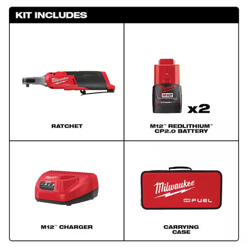 12V Lithium-Ion Brushless Cordless 1/4 in. Ratchet Kit with Compact Inflator S5893