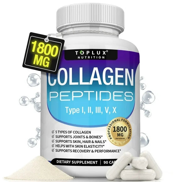 Multi Collagen Peptides 1800mg Type I II III V X 90 Capsules Y879