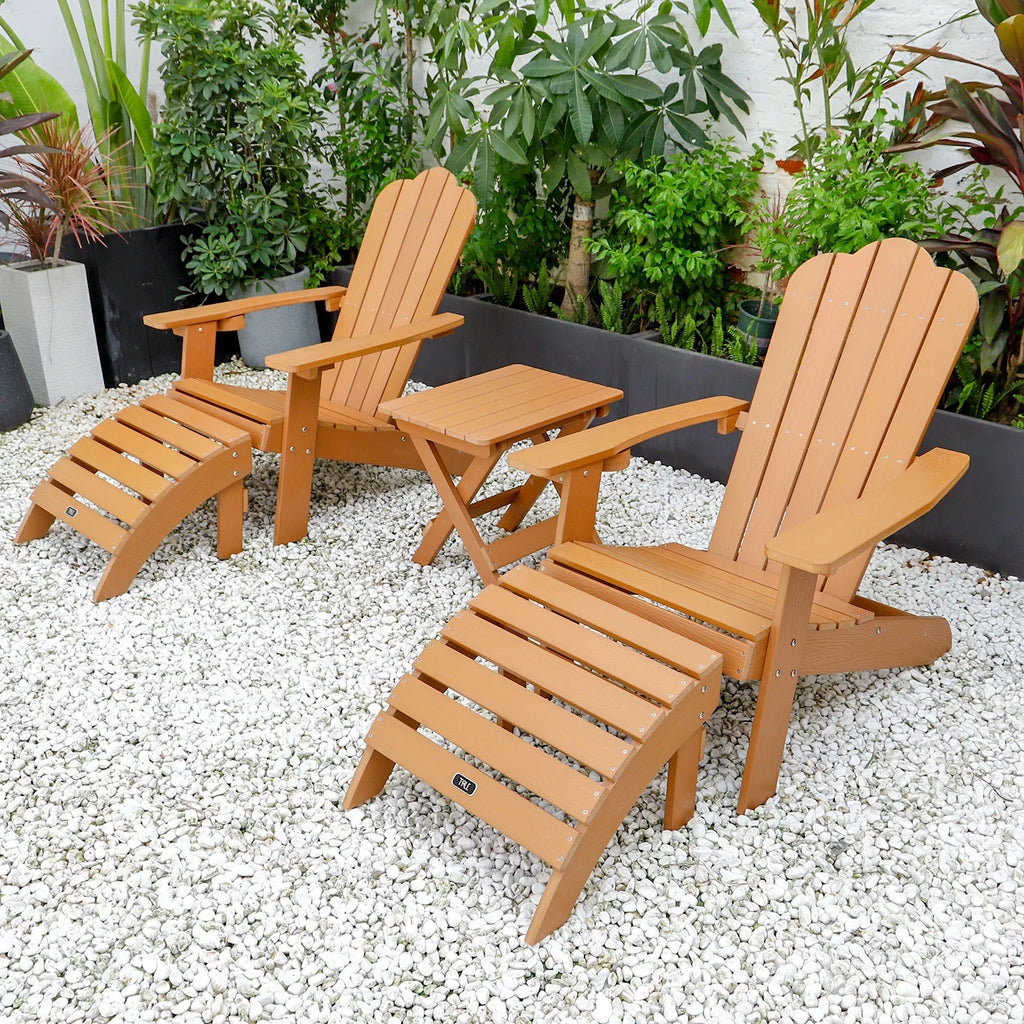 Brown All-Weather Plastic Wood Ottoman Footstool W994