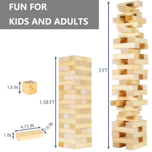 57 Blocks New Zealand Pine Wooden Tumble Tower G731