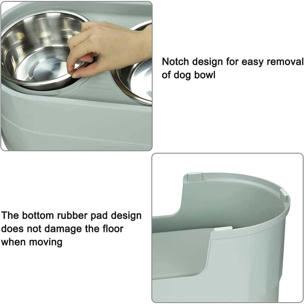 Raised Stainless Steel Dog Bowls Adjustable Double Bowl with Stand U7697