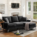 84" L-Shaped Black Sofa with Reversible Chaise H71121