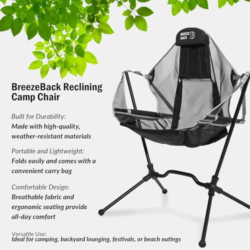 Lightweight Foldable Reclining Rocking Camping Chair with Cup Holder and Carry Bag E3849