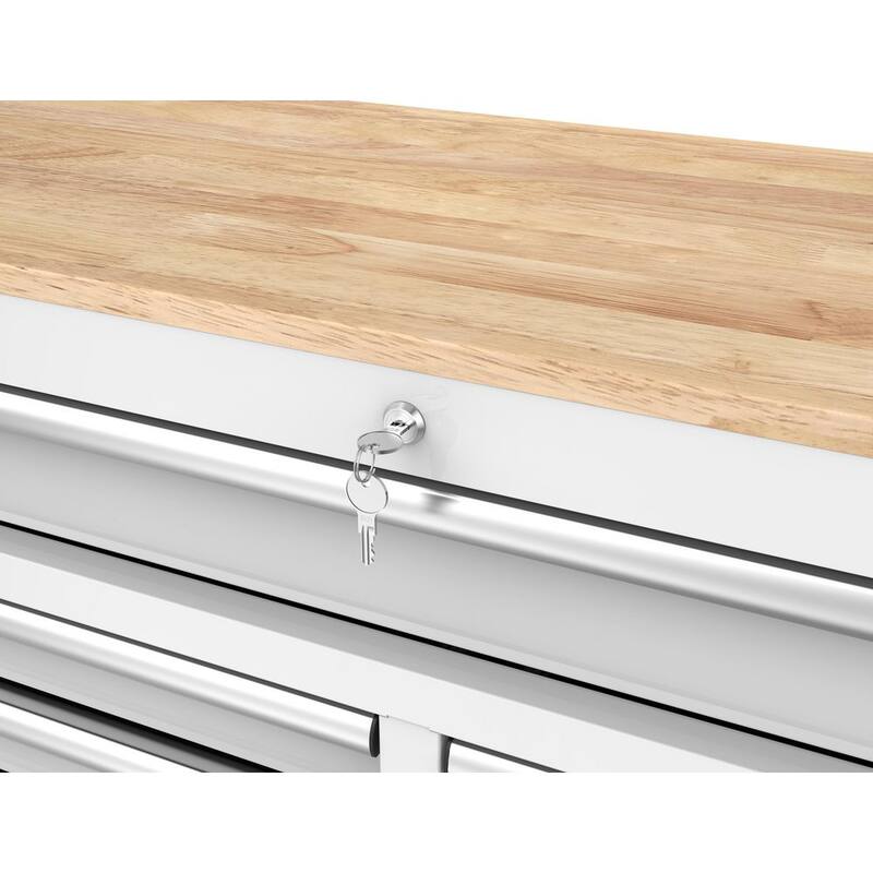 46 in. Gloss White Mobile Workbench Cabinet Y503