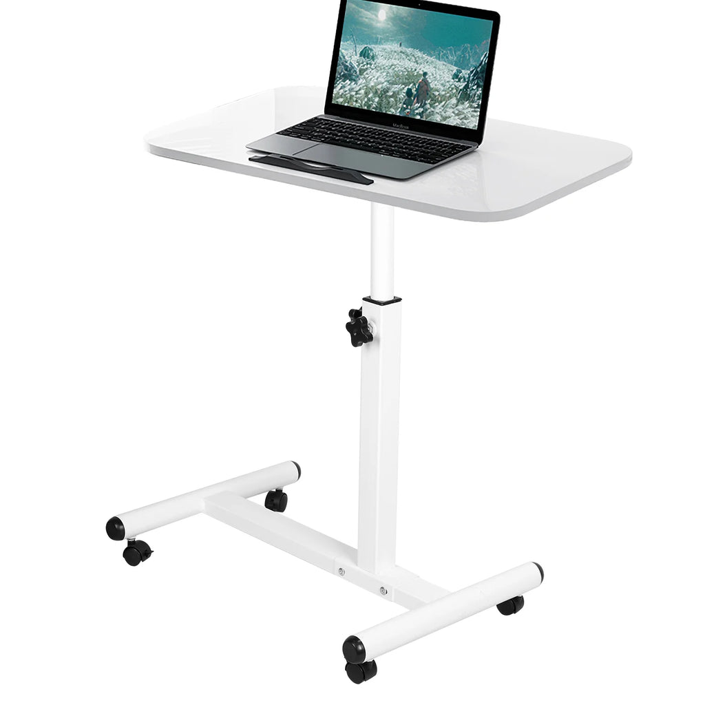 Adjustable Rolling Laptop Desk with Lockable Wheels, White N871424