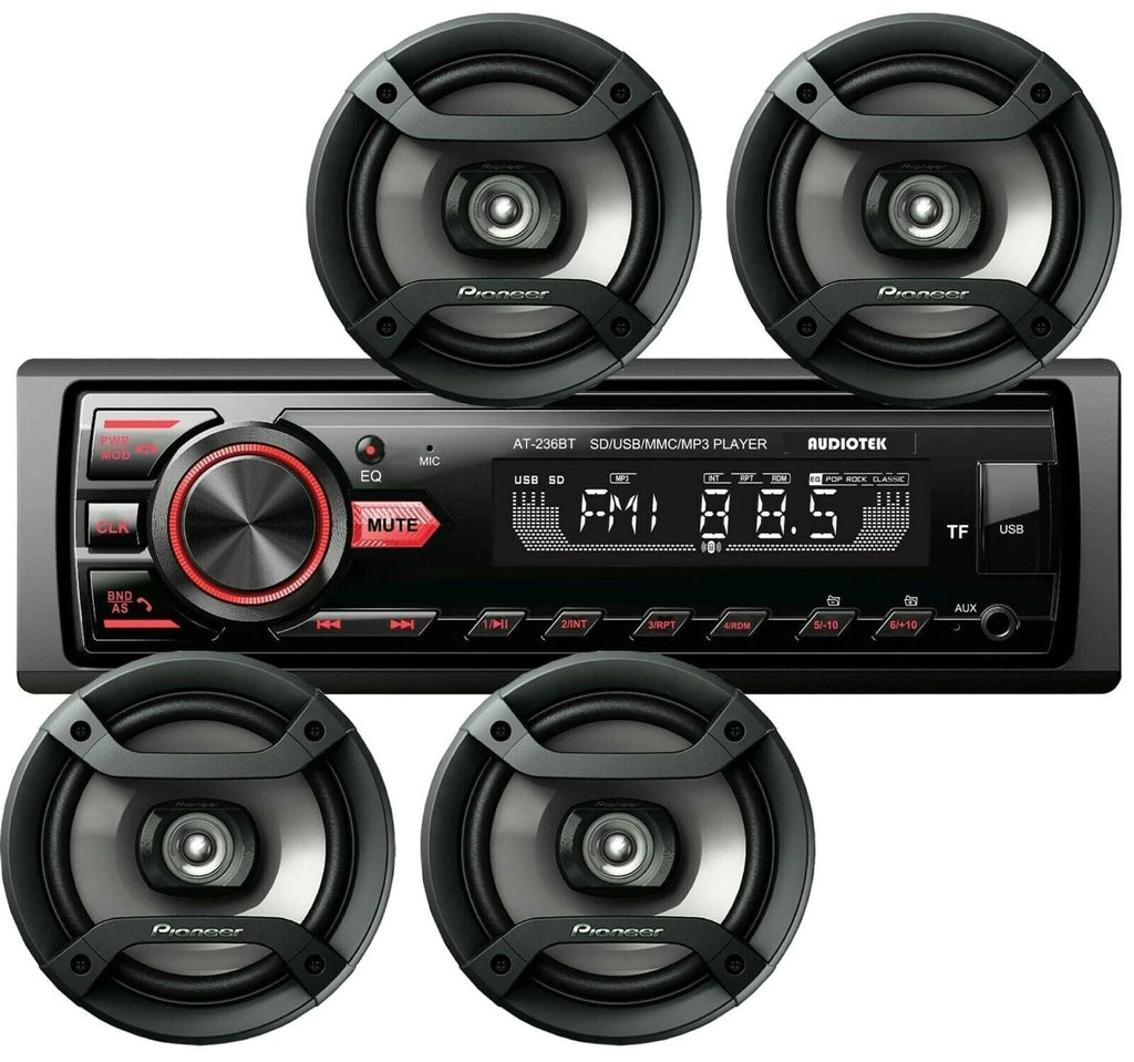 6.5 Speakers + Car Audio Stereo Bluetooth FM USB Receiver Bundle K9778