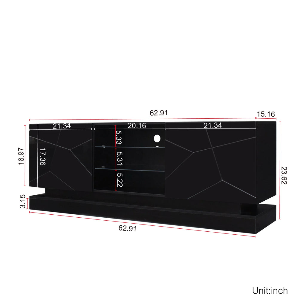 Black TV Stand with Storage Drawers N853