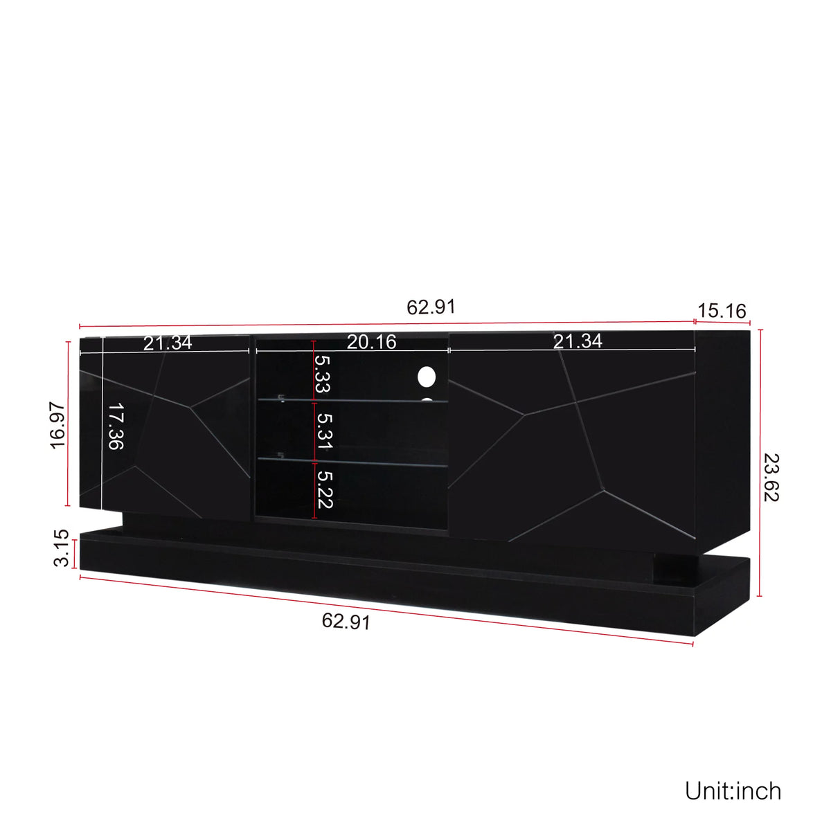 Black TV Stand with Storage Drawers N853