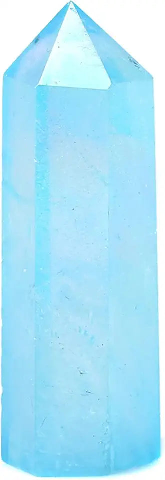Blue Aura Clear Quartz Crystal Point Wand 50-60mm M541