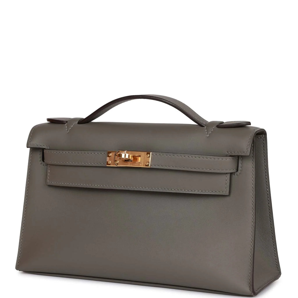 Kelly Pochette Gris Meyer Swift Gold Hardware B954