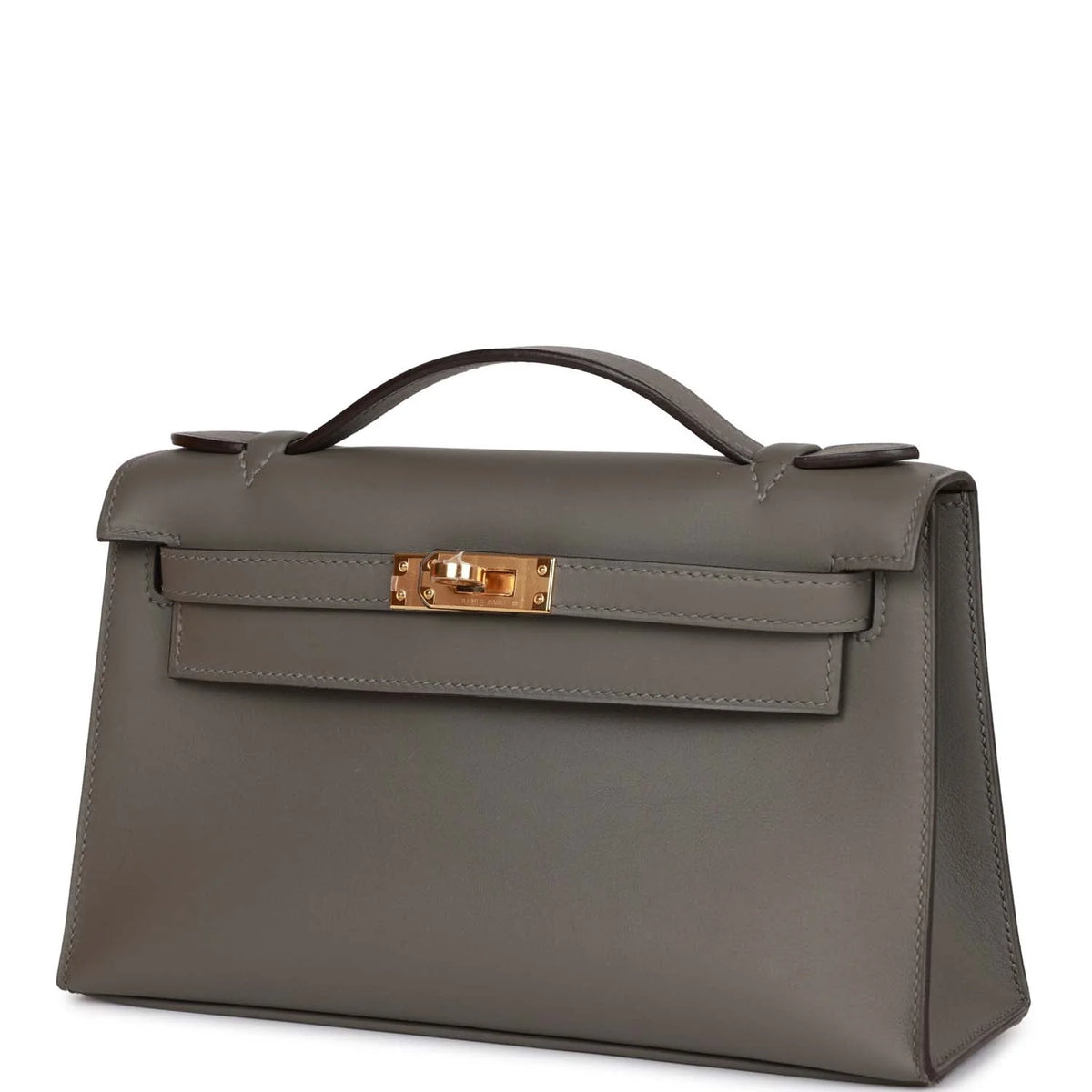 Kelly Pochette Gris Meyer Swift Gold Hardware B954