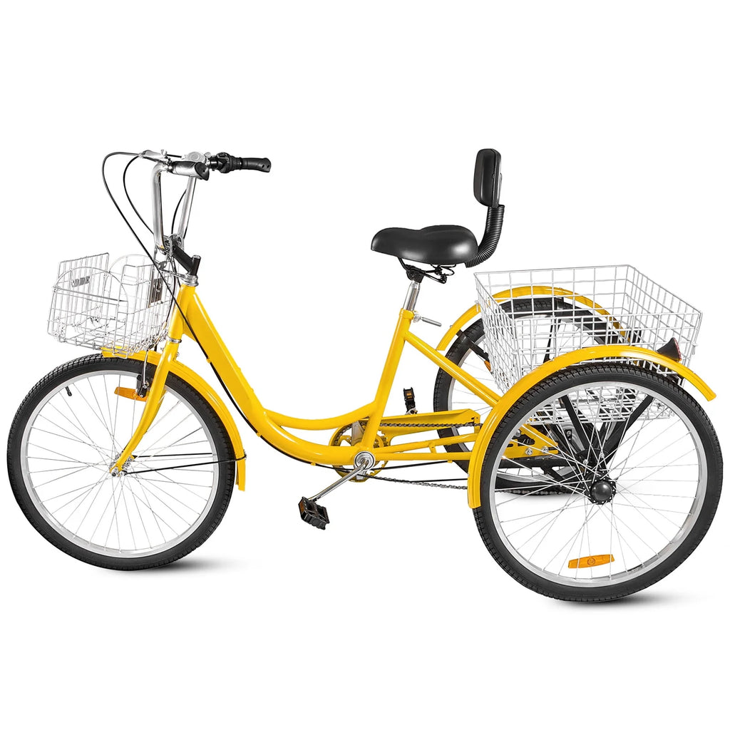 24 Adult Tricycle 7-Speed Three Wheel Bike with Basket T1397