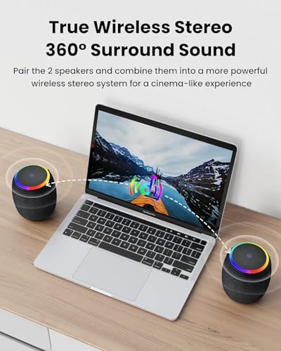 Bluetooth Speaker, Portable Wireless 15W IPX6 Waterproof LED Lights 12H Playtime E303