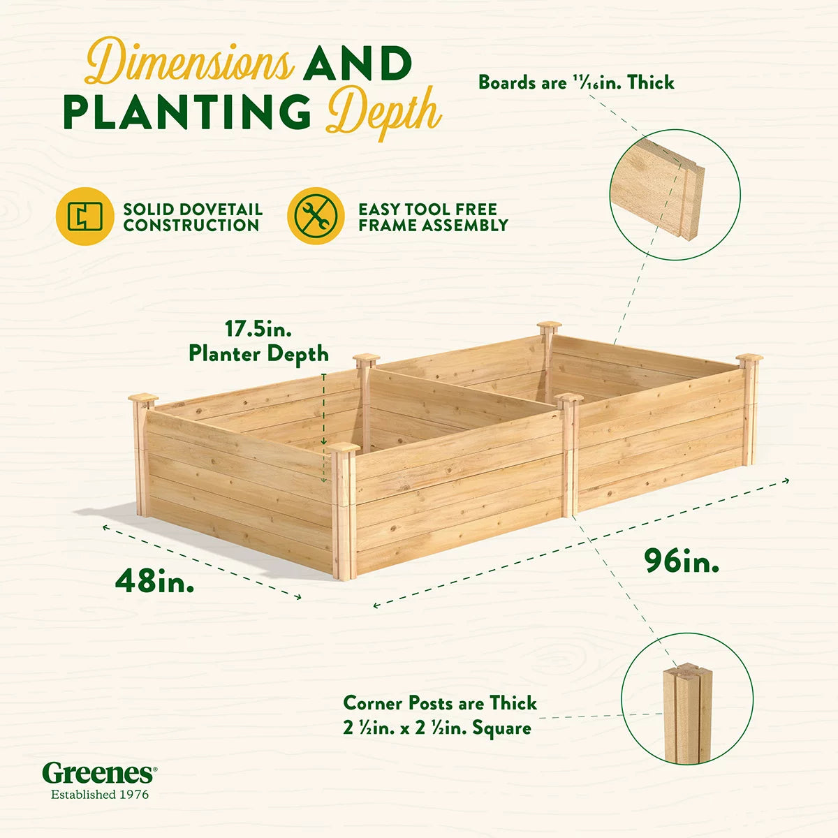 48" x 96" x 17.5" Cedar Raised Garden Bed M393663
