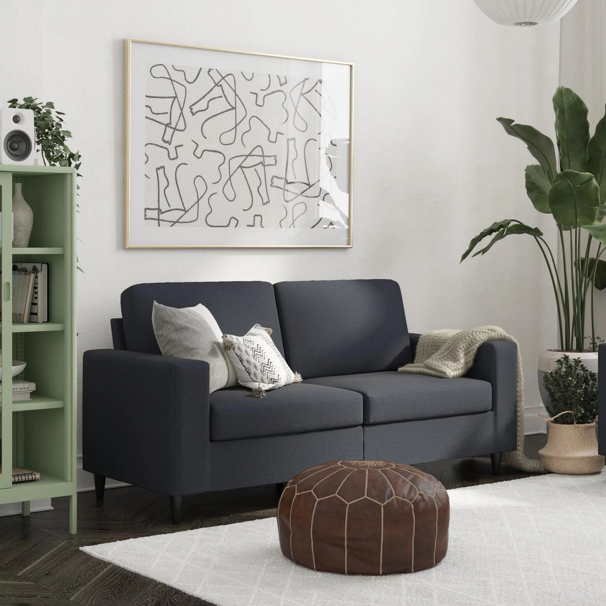 Gray Linen 3 Seater Sofa J664193