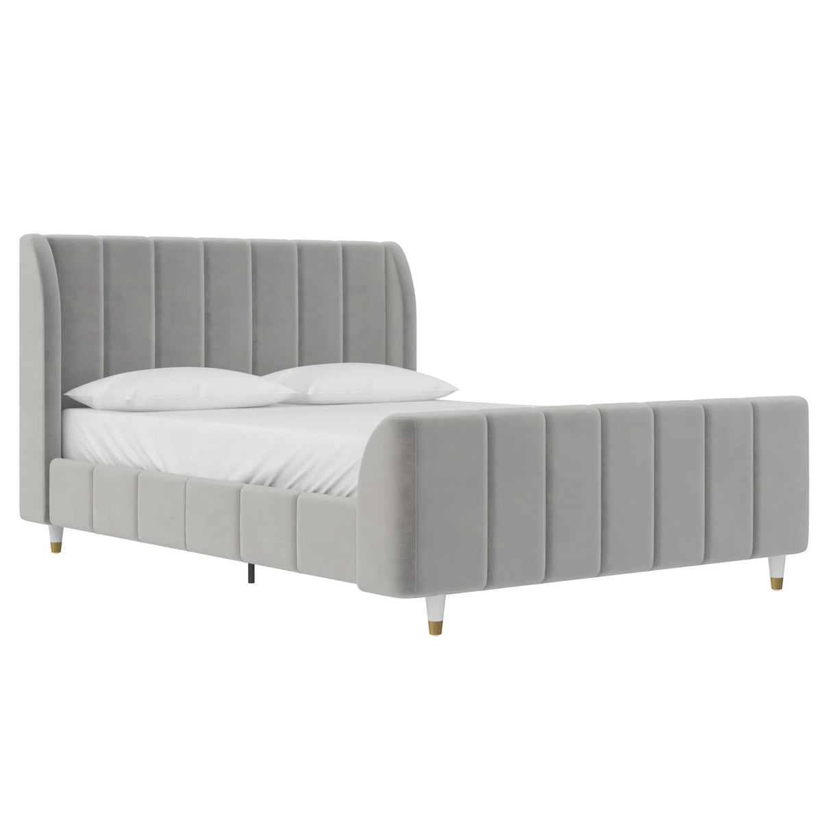 Gray Velvet Full Upholstered Bed R279657