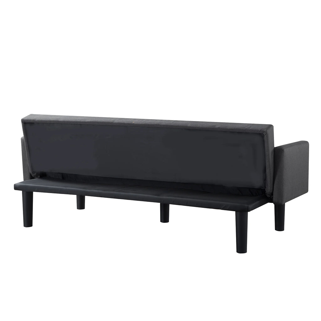 Blue Faux Suede Futon Sofa Bed Q78425
