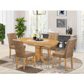 5 Piece Oak Dining Room Set with Oval Table and 4 Chairs Q2868