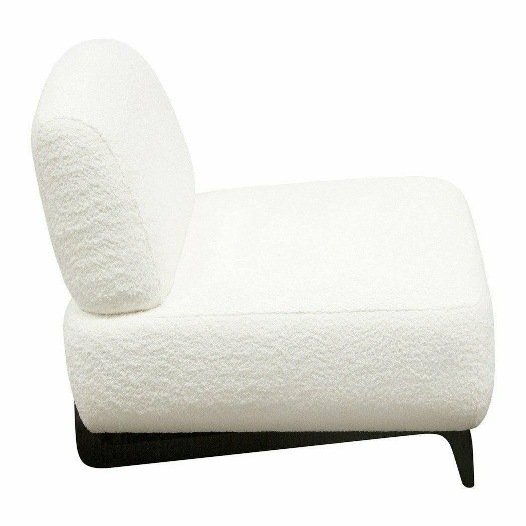 Faux White Shearling Armless Chair with Black Wood Leg Base G5898