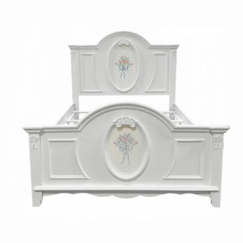 Wooden Full Bed with 2 Drawers in White X431889