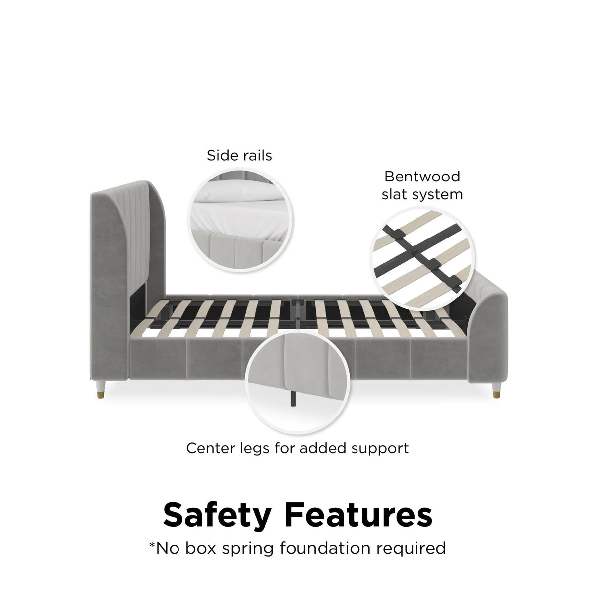Gray Velvet Full Upholstered Bed R279657