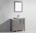 36 in. Single Sink Vanity Cabinet with Ceramic Sink & Mirror Grey D374610