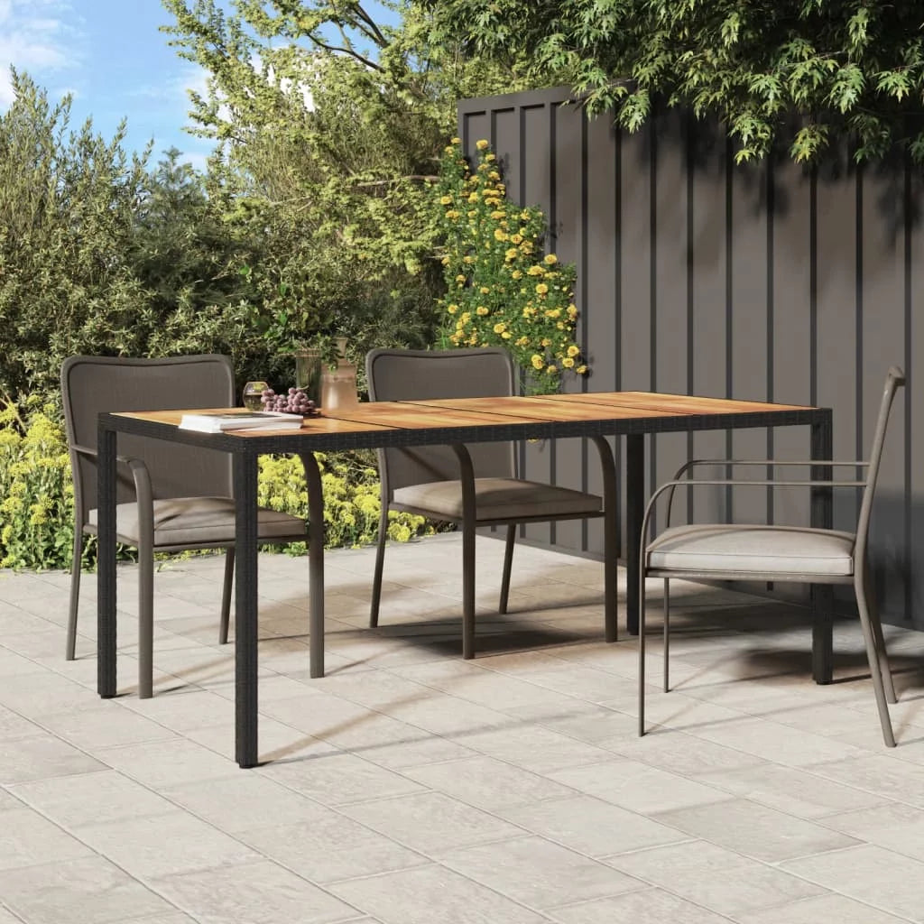 Black Poly Rattan and Acacia Wood Patio Table G67042