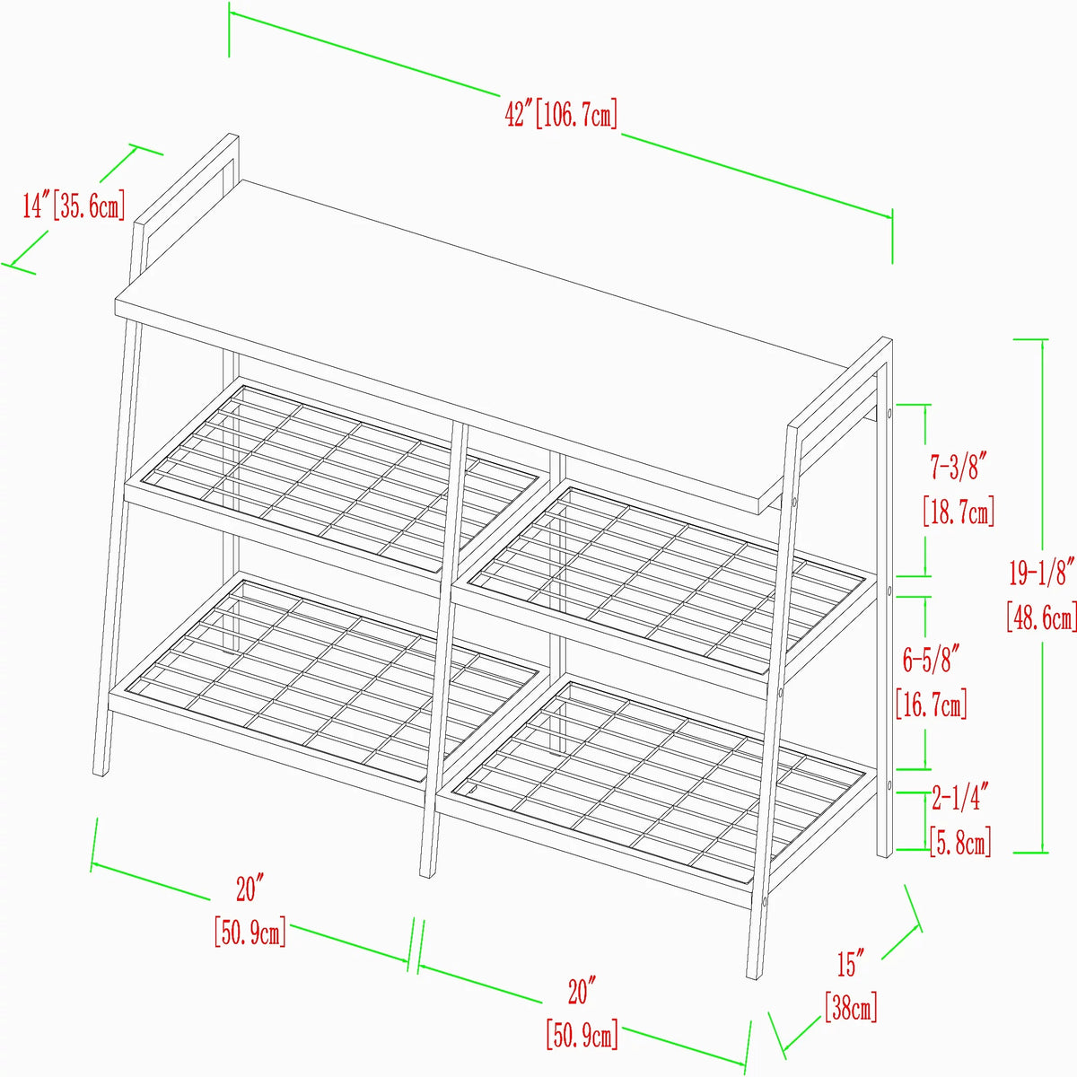 3-Tier Metal MDF Wood Shoe Rack T283815