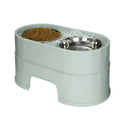 Raised Stainless Steel Dog Bowls Adjustable Double Bowl with Stand U7697