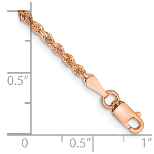14 Karat Rose Gold 2mm Rope Chain Anklet O138229