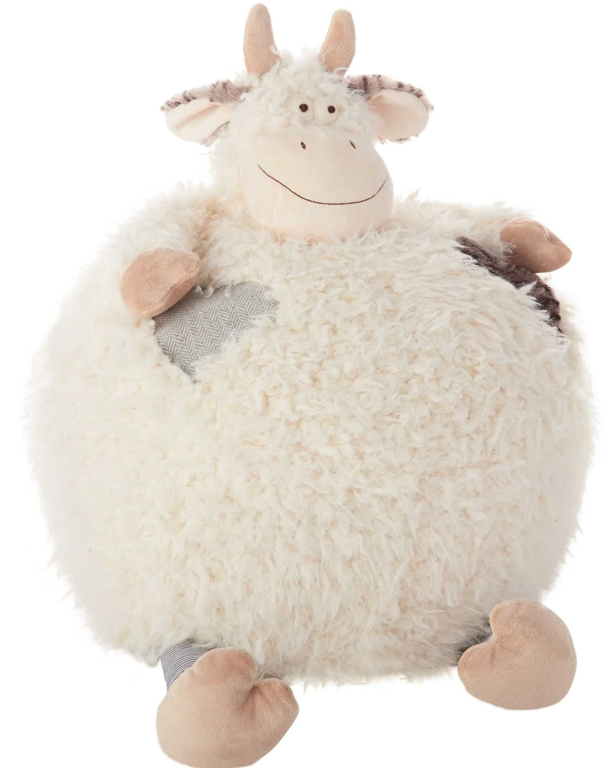 16" Oversized Cow Plush Pouf Pillow X7199