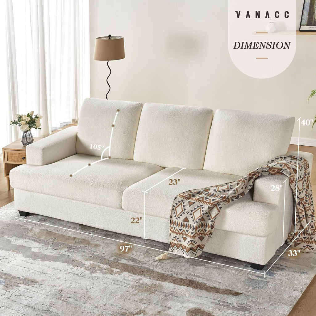 Beige Chenille 3 Seater Sofa B3729