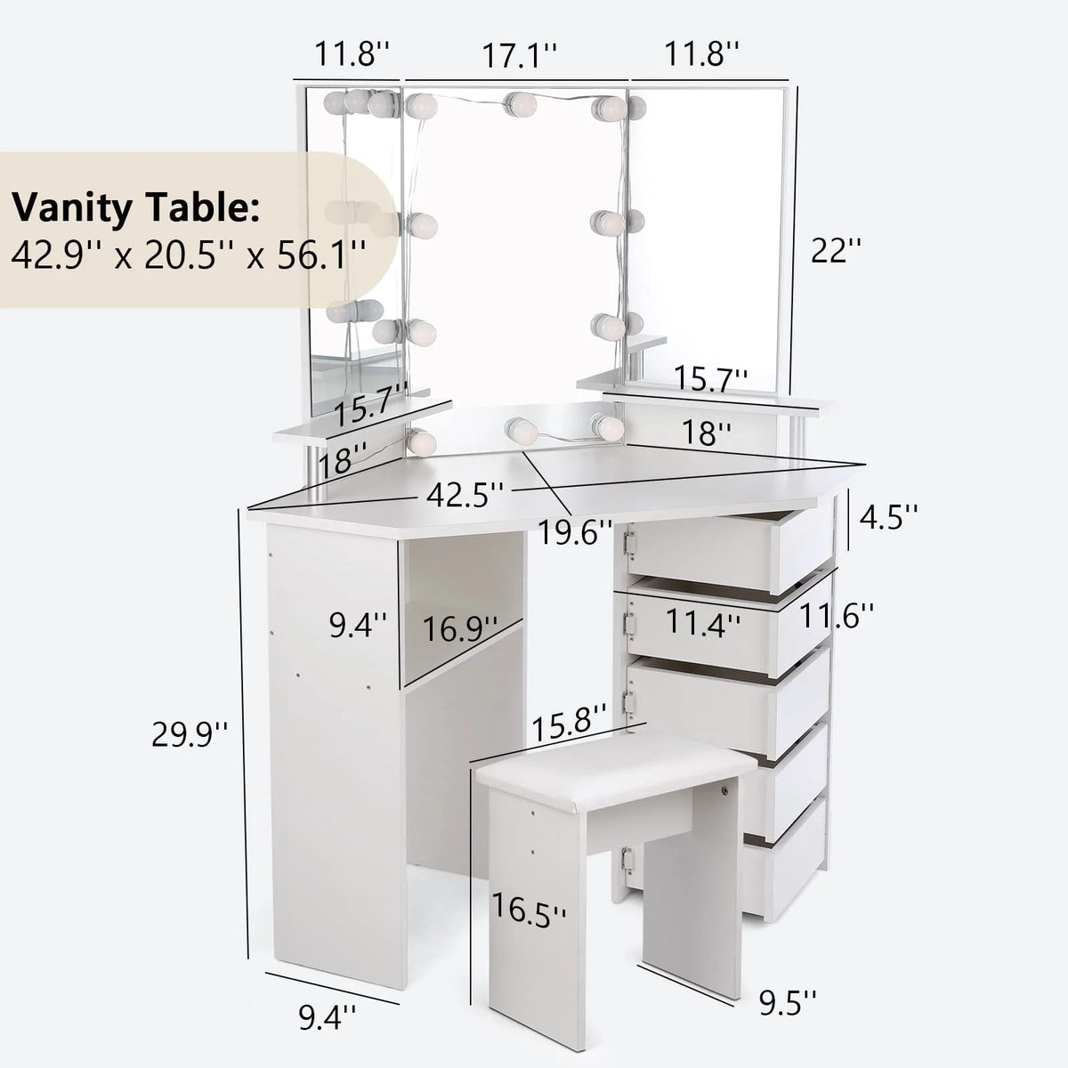 Vanity Table Stool Set V173406