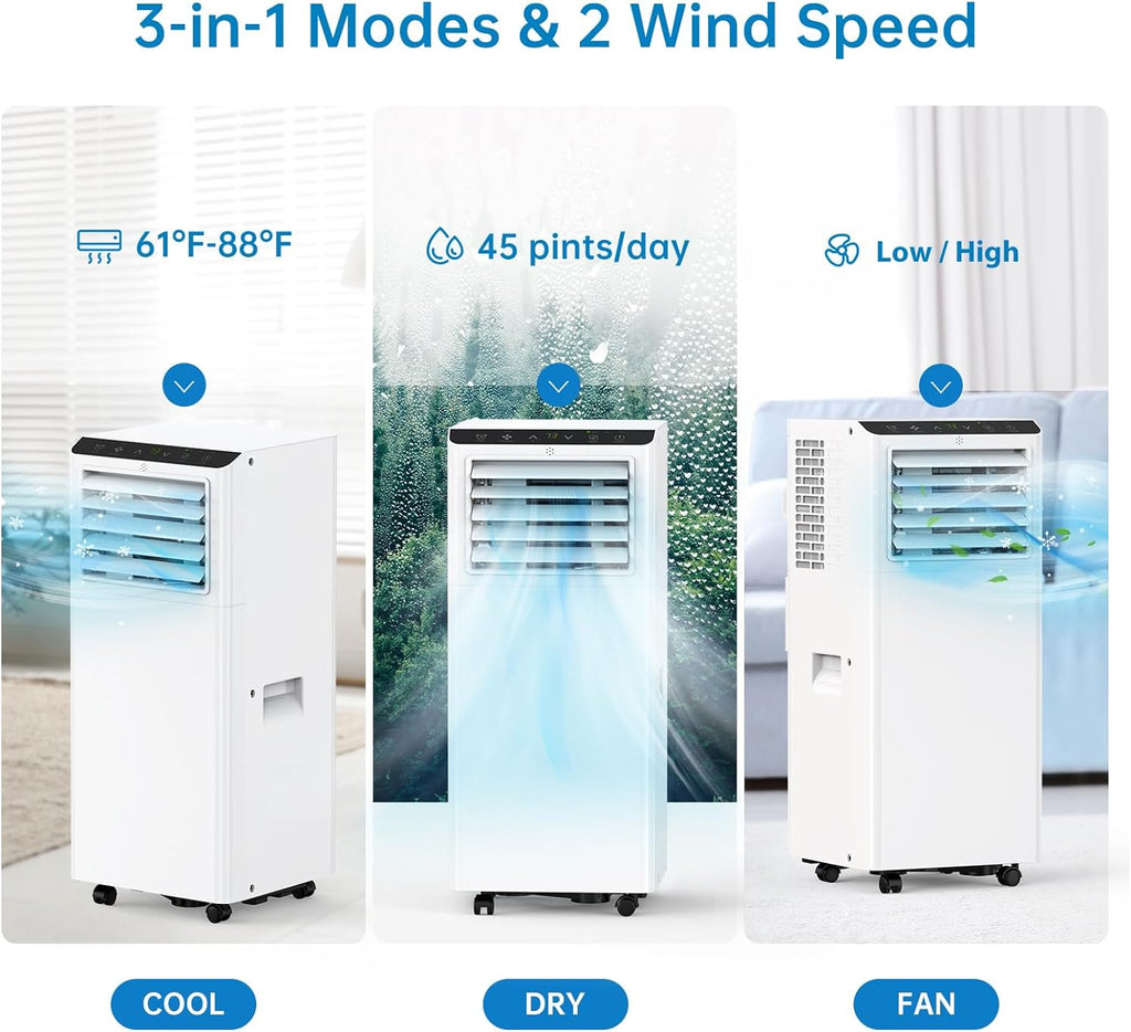 Portable 8000 Btus 3-in-1 Air Conditioner with Exhaust Hose & Window Kit O9628