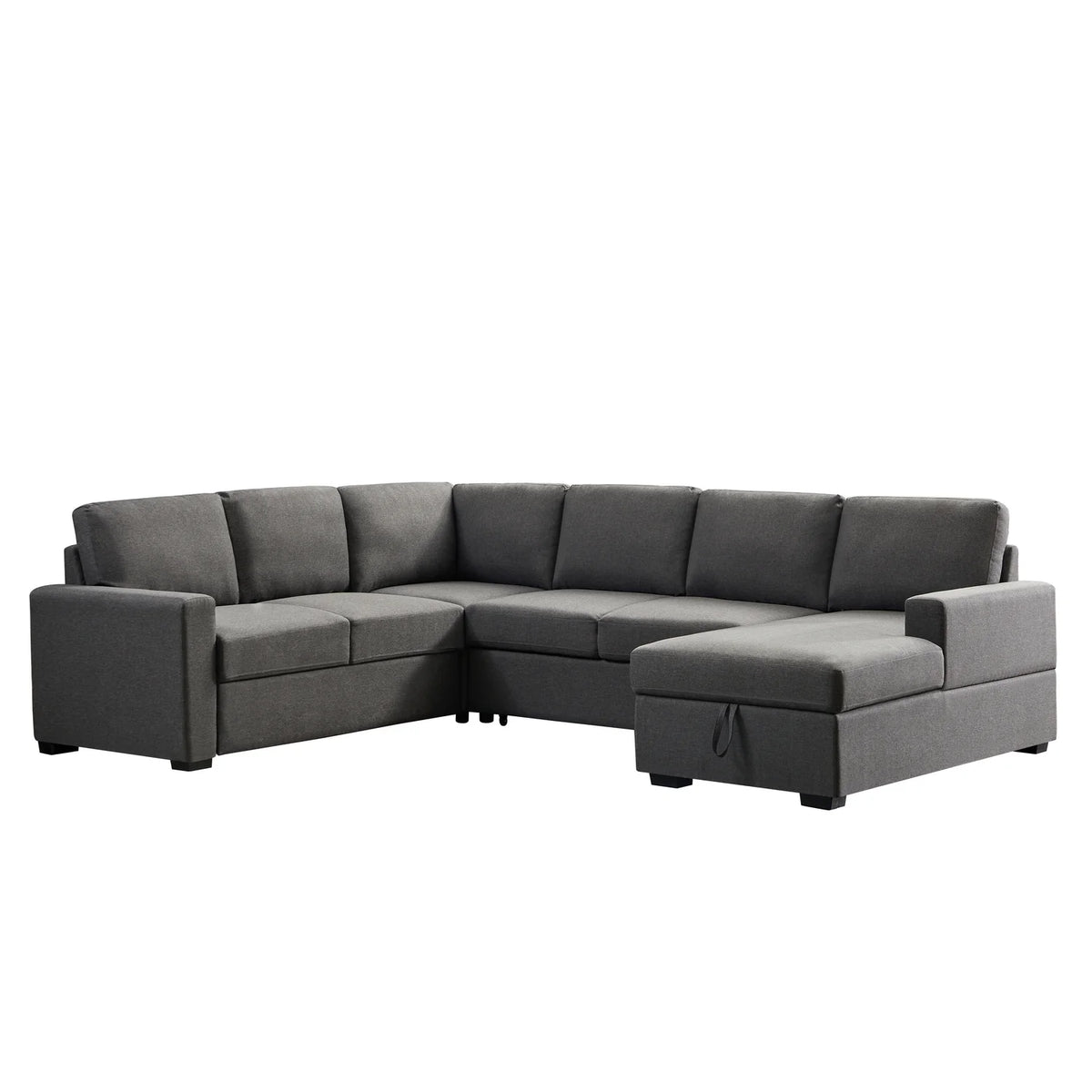 Gray Linen Left Hand Facing Sectional Sleeper Sofa T2040