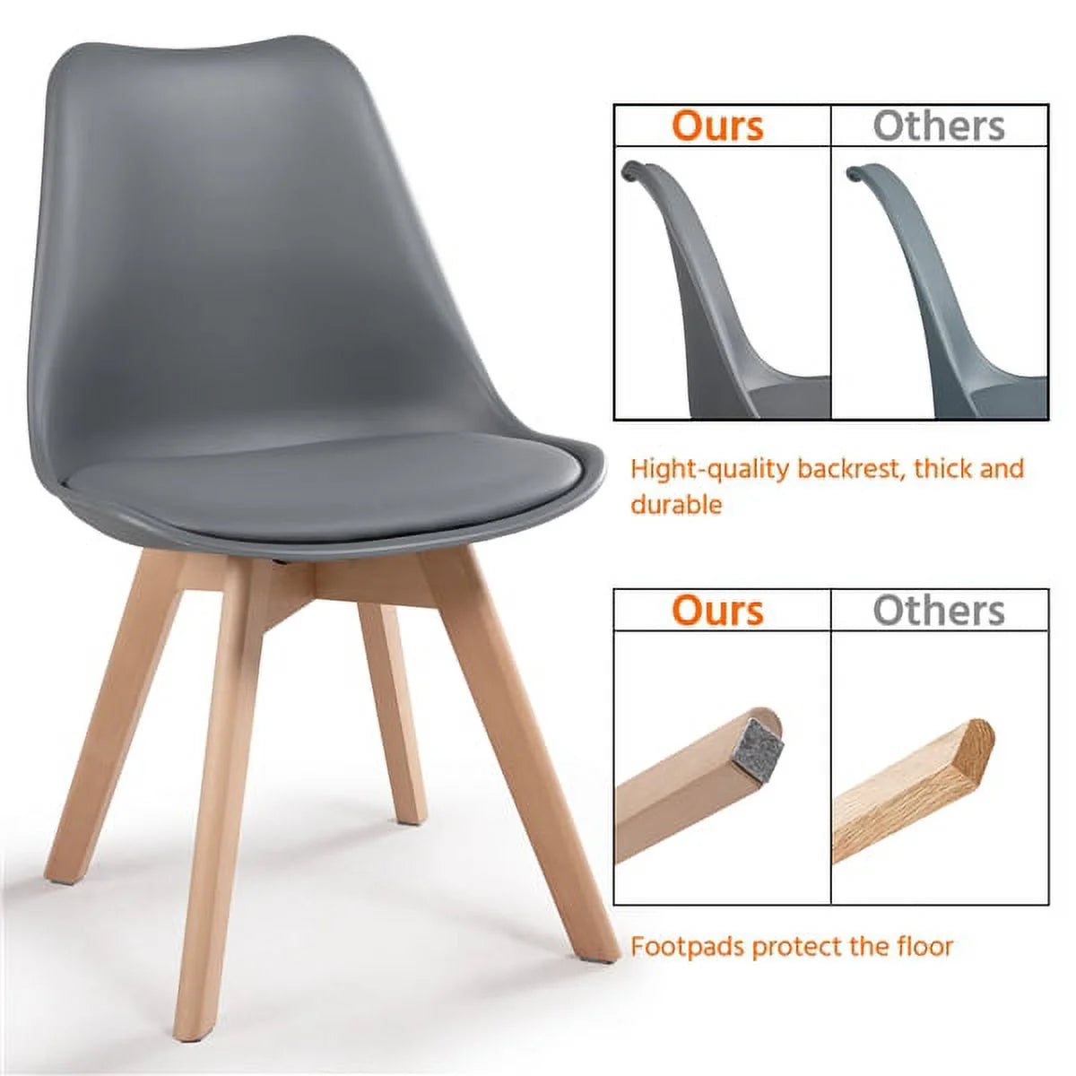 Gray Set of 4 Padded Dining Chairs G766